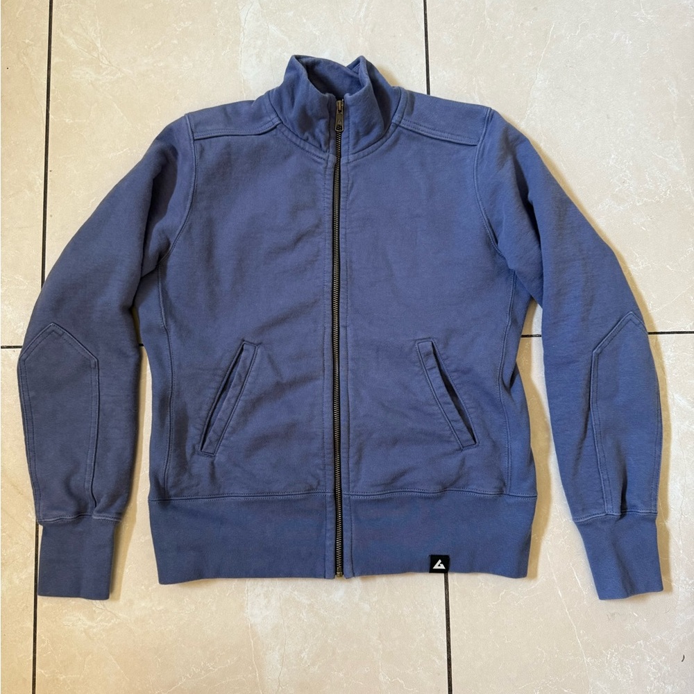 American Giant Jacket Womens medium blue  Moto Full Zip Sweatshirt Made in USA